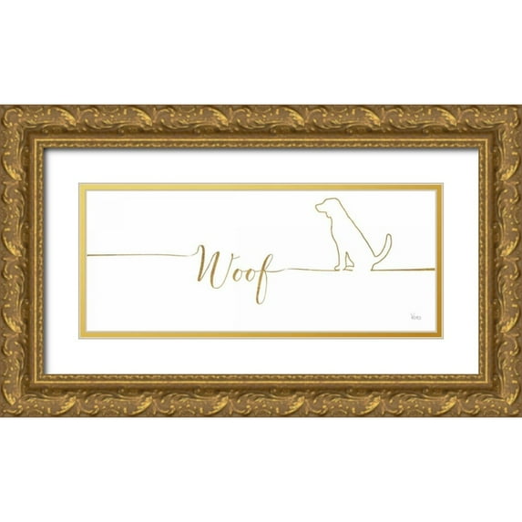 Charron, Veronique 18x10 Gold Ornate Wood Framed with Double Matting Museum Art Print Titled - Underlined Dogs IV