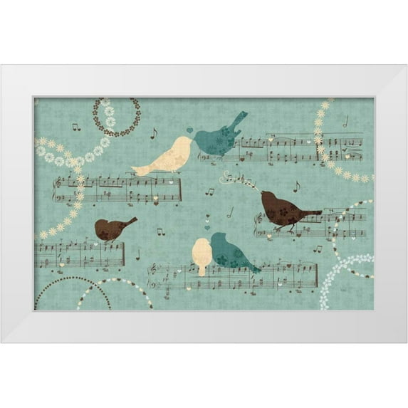 Charron, Veronique 18x13 White Modern Wood Framed Museum Art Print Titled - Song Birds III