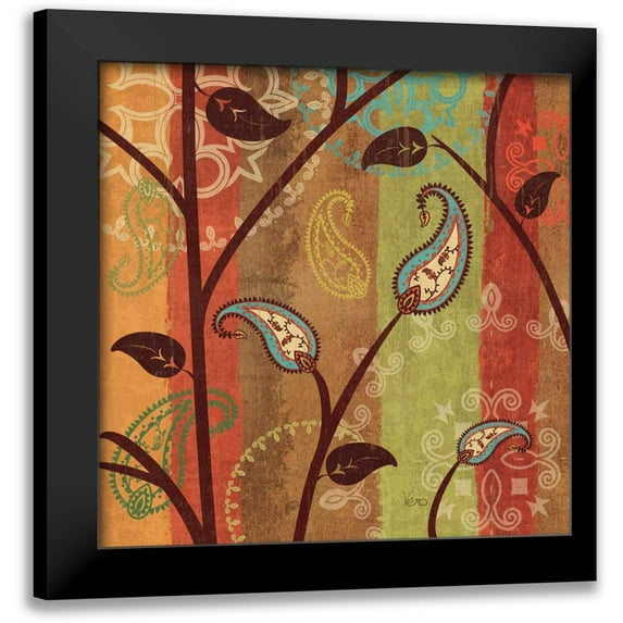 Charron, Veronique 20x20 Black Modern Framed Museum Art Print Titled - Paisley Garden I