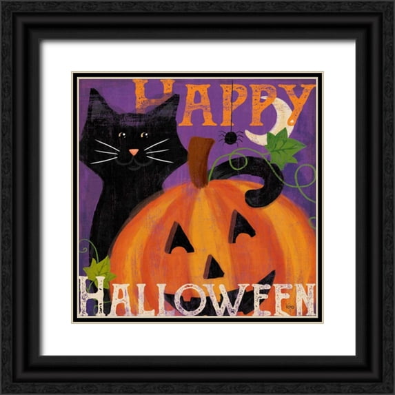 Charron, Veronique 20x20 Black Ornate Wood Framed with Double Matting Museum Art Print Titled - Festive Felines II