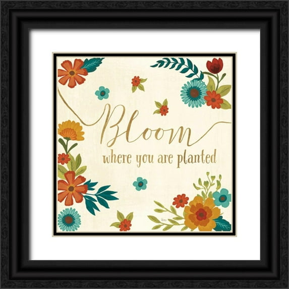 Charron, Veronique 20x20 Black Ornate Wood Framed with Double Matting Museum Art Print Titled - Flourish I