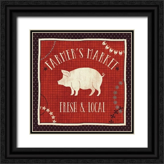Charron, Veronique 20x20 Black Ornate Wood Framed with Double Matting Museum Art Print Titled - Little Red Farm II