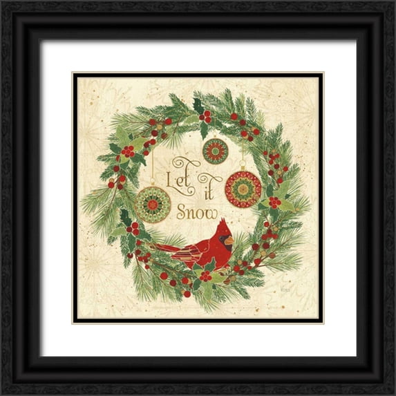 Charron, Veronique 20x20 Black Ornate Wood Framed with Double Matting Museum Art Print Titled - Winter Feathers VII
