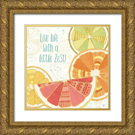 Charron, Veronique 20x20 Gold Ornate Wood Framed with Double Matting Museum Art Print Titled - Citrus Splash II