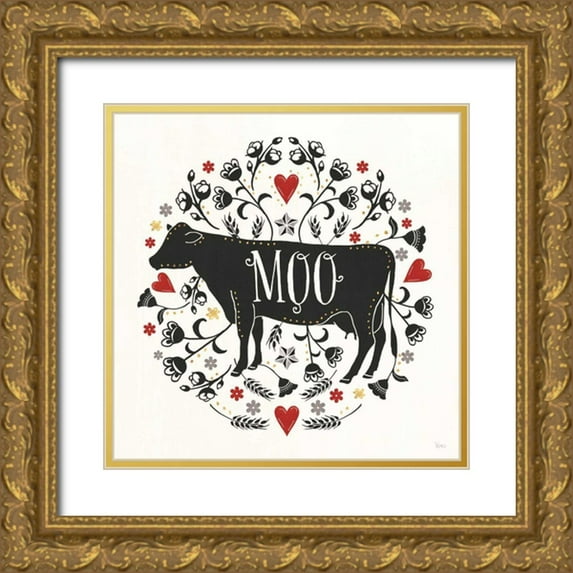 Charron, Veronique 20x20 Gold Ornate Wood Framed with Double Matting Museum Art Print Titled - Otomi Farm VII