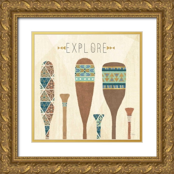 Charron, Veronique 20x20 Gold Ornate Wood Framed with Double Matting Museum Art Print Titled - Outdoor Geo VII