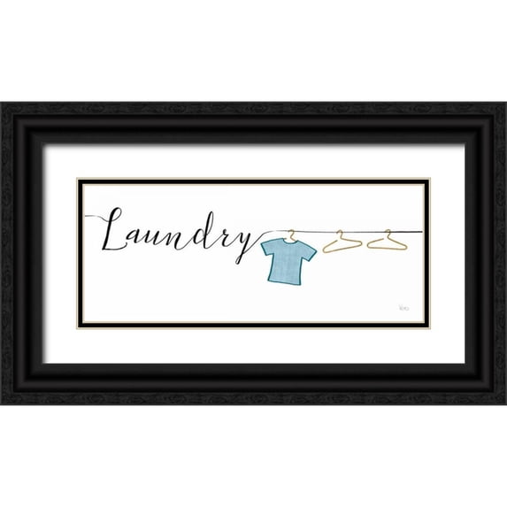 Charron, Veronique 24x12 Black Ornate Wood Framed with Double Matting Museum Art Print Titled - Wash and Dry I