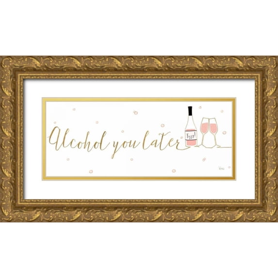 Charron, Veronique 24x12 Gold Ornate Wood Framed with Double Matting Museum Art Print Titled - Underlined Bubbly IV