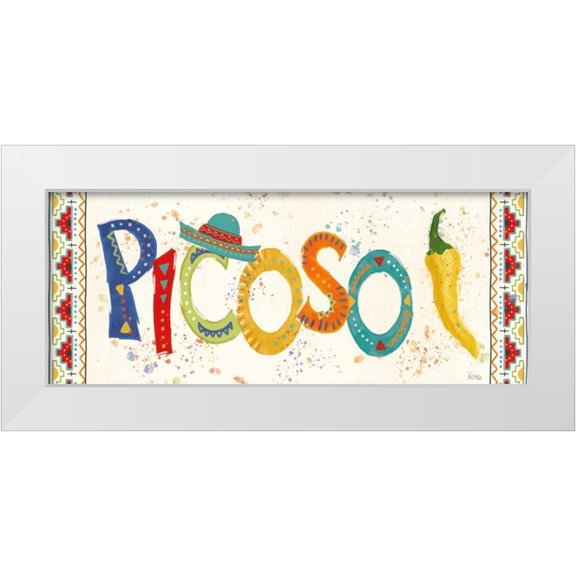 Charron, Veronique 24x12 White Modern Wood Framed Museum Art Print Titled - Tex Mex Fiesta IX