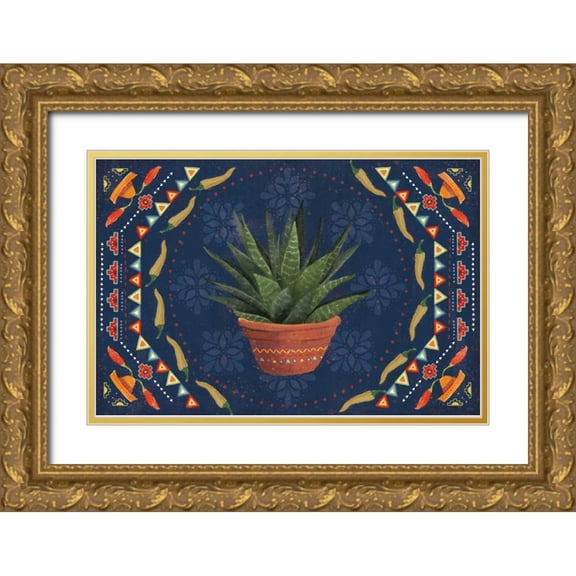 Charron, Veronique 24x17 Gold Ornate Wood Framed with Double Matting Museum Art Print Titled - Tex Mex Fiesta II Dark