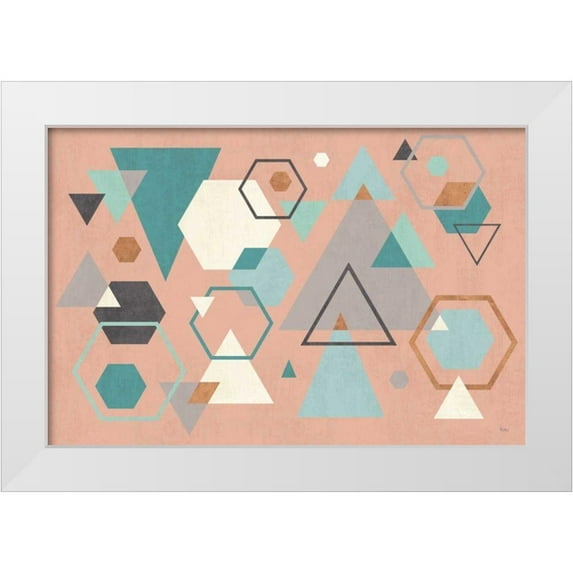 Charron, Veronique 24x17 White Modern Wood Framed Museum Art Print Titled - Abstract Geo I Pink