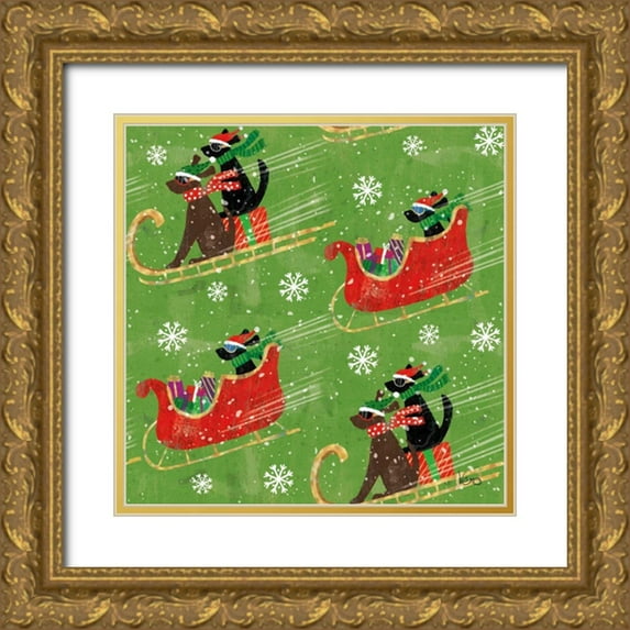 Charron, Veronique 26x26 Gold Ornate Wood Framed with Double Matting Museum Art Print Titled - Merry Making Pattern IIC