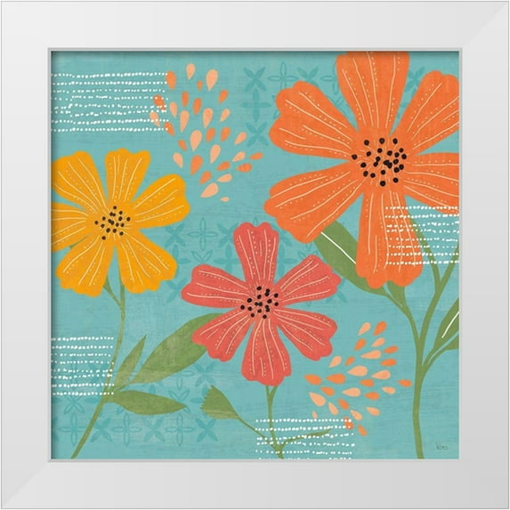 Charron, Veronique 26x26 White Modern Wood Framed Museum Art Print Titled - Mod Floral III