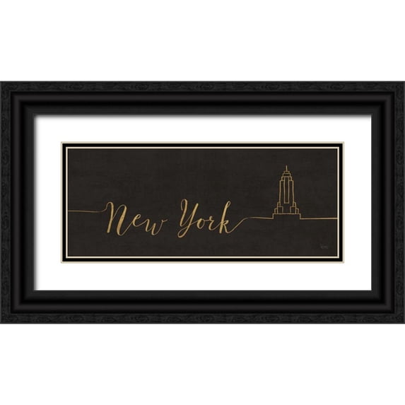 Charron, Veronique 32x15 Black Ornate Wood Framed with Double Matting Museum Art Print Titled - Underlined Cities II Black