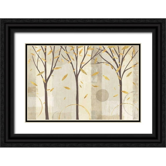Charron, Veronique 32x23 Black Ornate Wood Framed with Double Matting Museum Art Print Titled - Watercolor Forest Gold II