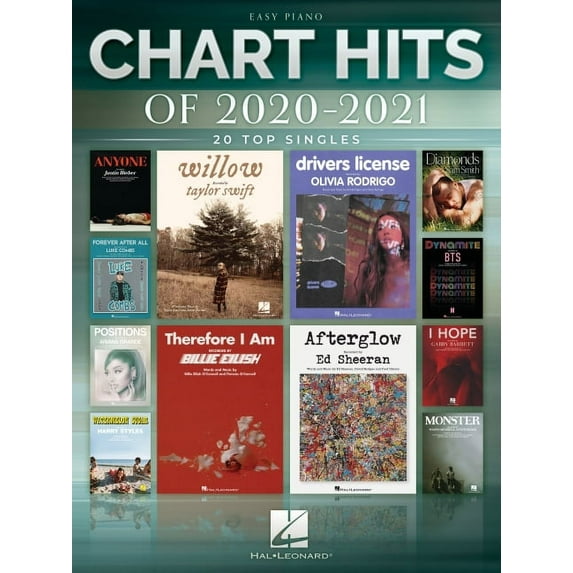 Chart Hits of 2020-2021: 20 Top Singles Arranged for Easy Piano with Lyrics (Paperback)