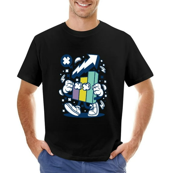 Chart Men’s Graphic T-shirt Vintage Short Sleeve Sport Tee Black XL