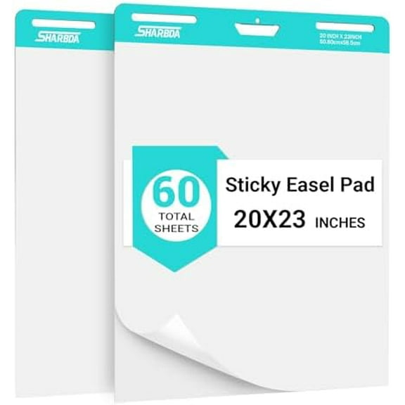 Chart Paper,Sticky Easel Pad for Teachers, 20x23 Inches,Anchor Flip Chart Paper with Lines,Heavyweight Self-Stick Flip Chart Paper, Residue-Free & EasyRemoval, 60 Sheets, 2 Pads