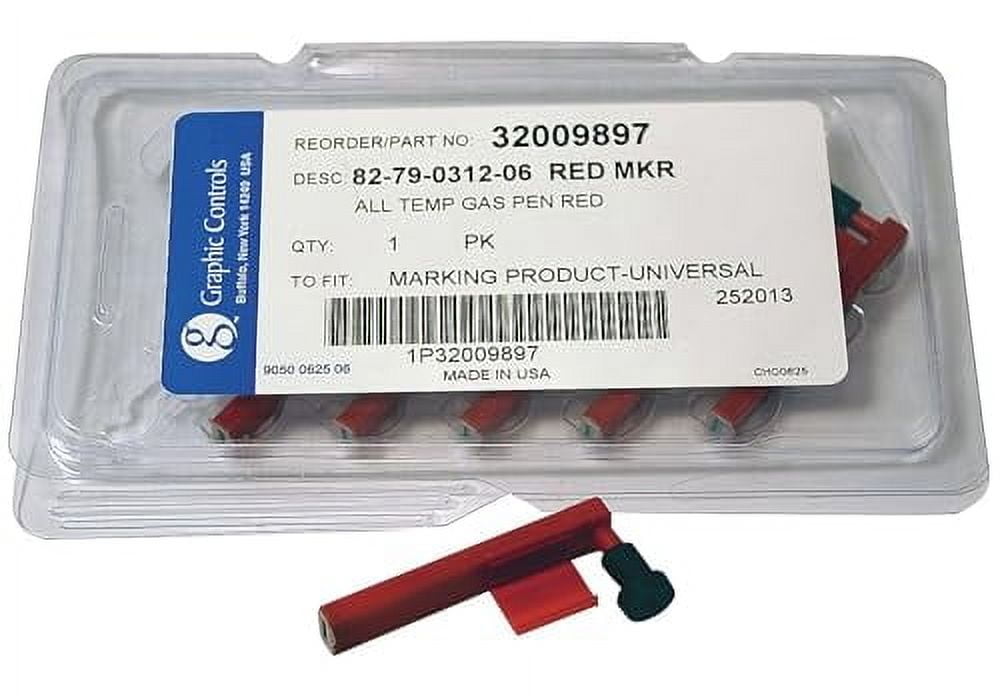 Chart Recorder Pen, Red, 0.537 In Bold, PK6