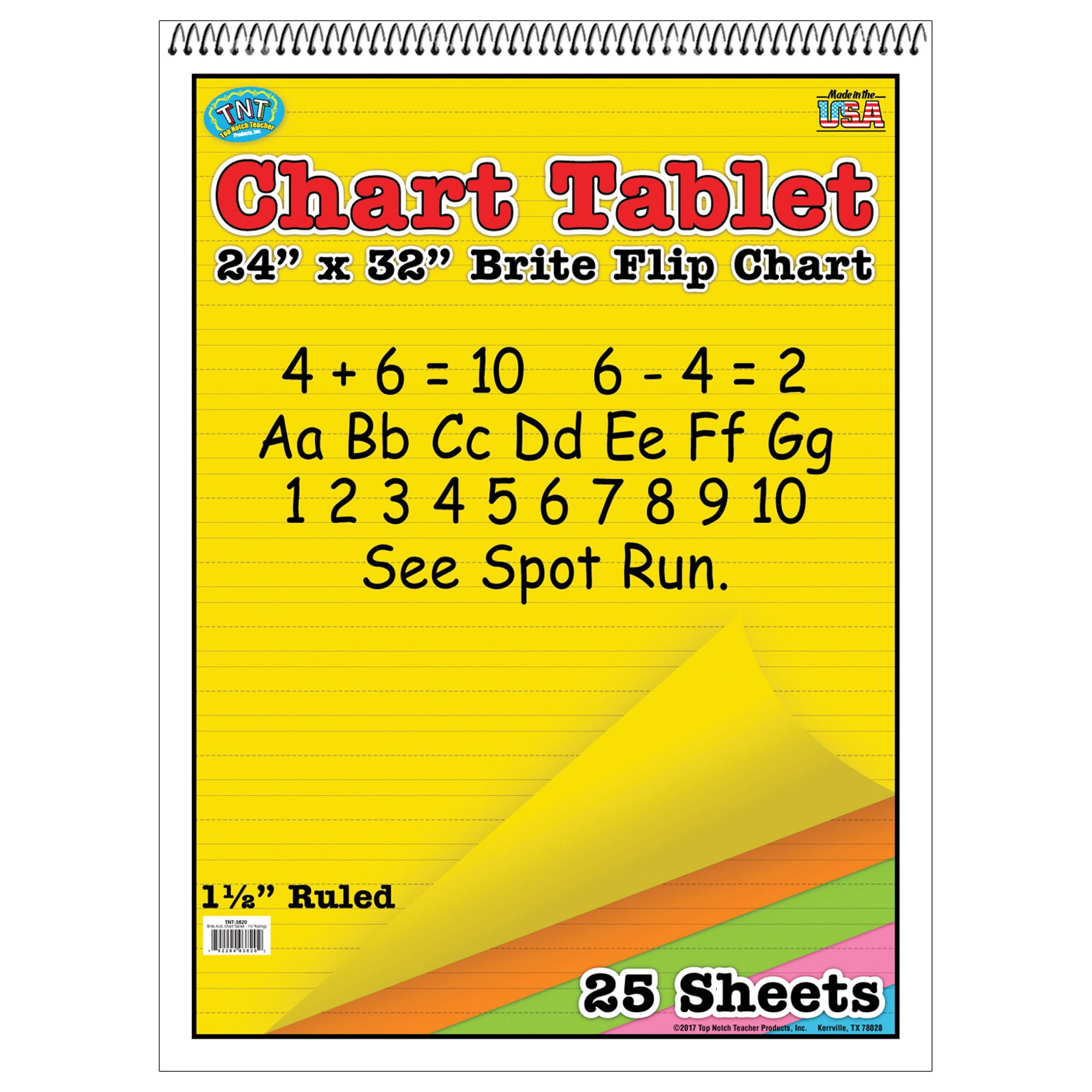 Chart Tablet, 24" x 32" Brite Flip Chart, 1.5" Ruled, Pack of 2