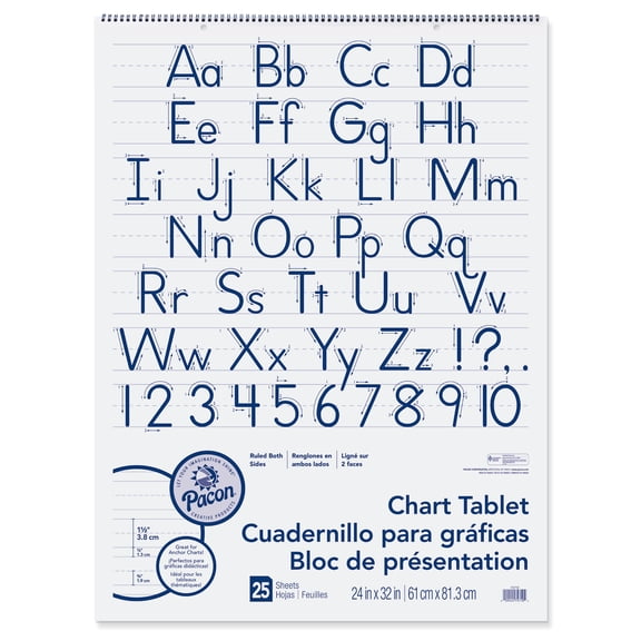 Pacon Chart Tablet, Manuscript Cover, 1-1/2 Inches Ruled 24" x 32", 25 Sheets