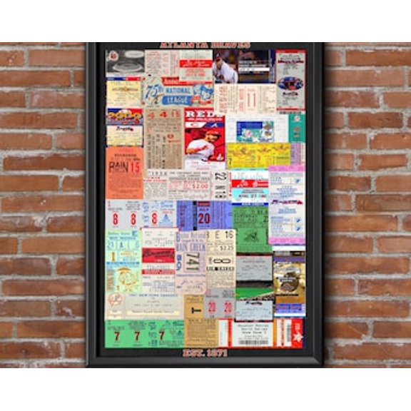 Charten Atlanta Braves Baseball Ticket Collage Wall Art Poster, 8x12 UNFRAMED