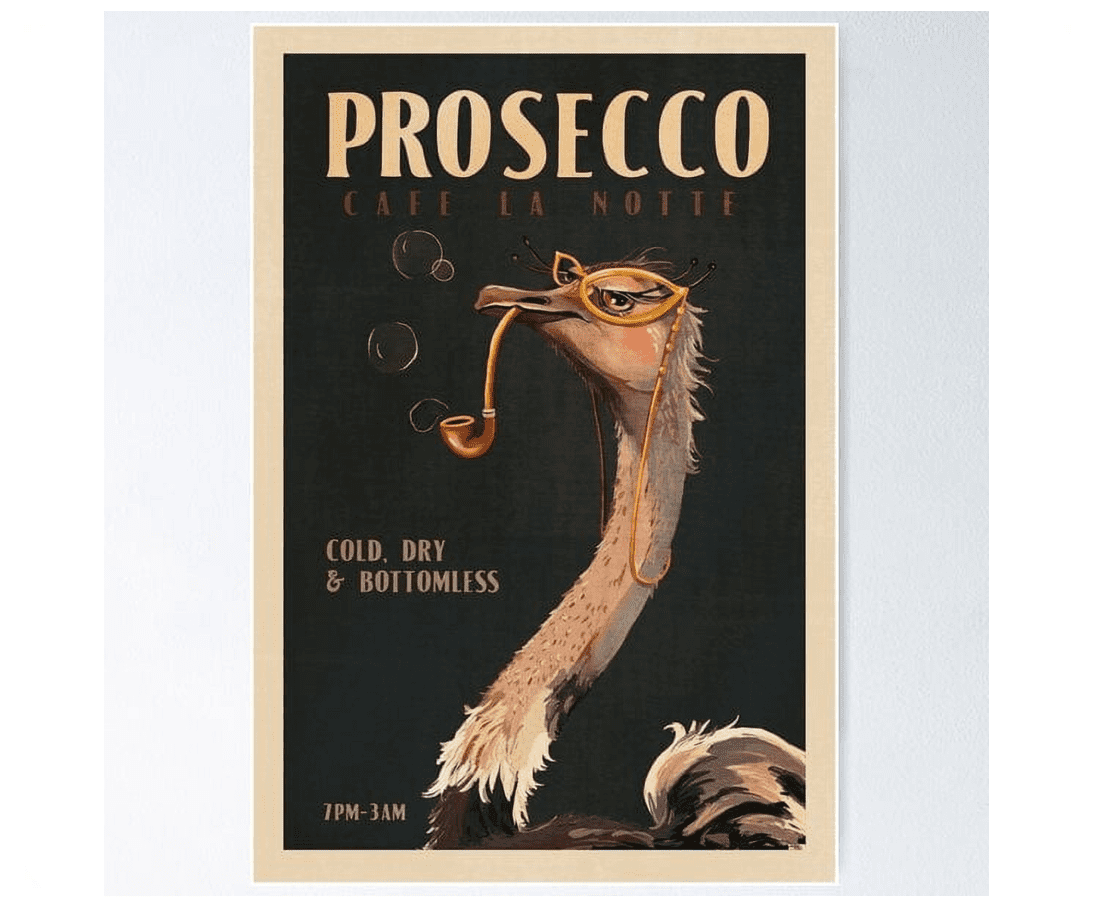 Charten Vintage Art Deco Ostrich Wine Poster Home Decor Office Wall Art ...
