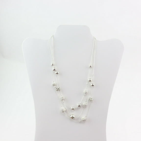 Charter Club 17" Silver Tone Crystal & Bead Illusion Necklace