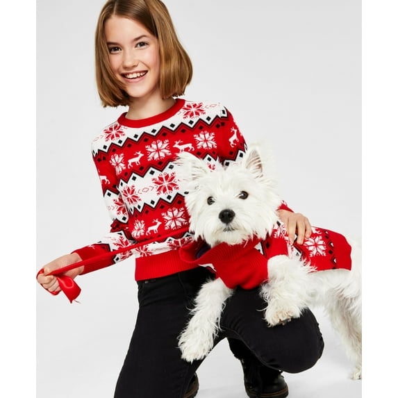 Charter Club Big Girls Nordic Fair Isle Holiday Sweater Ravishing Red Combo 2XL