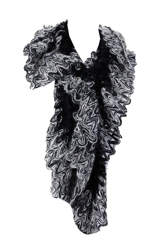 Black Chenille Ruffle Scarf