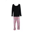 thumbnail image 1 of Charter Club Black Top And Fair Isle Printed Fleece Pants Pajama Set M, 1 of 3