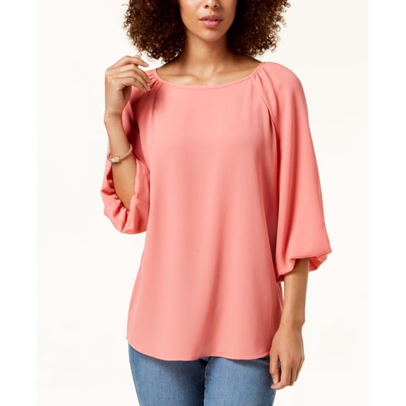 Charter Club Blouson Sleeve Top Pink Guava S