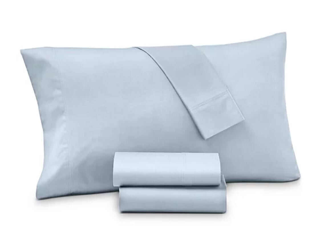 Charter Club Damask Stripe Queen Sheet Set - 550 Thread Count 100% Supima Cotton, Light Blue