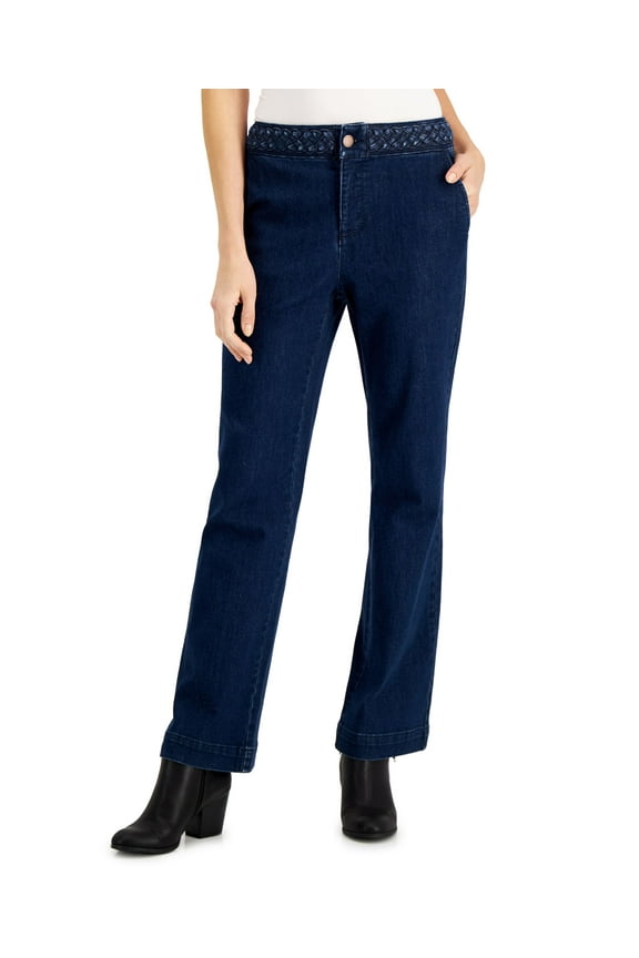 Braided Waist Wide Leg Jeans Willow Wash 4