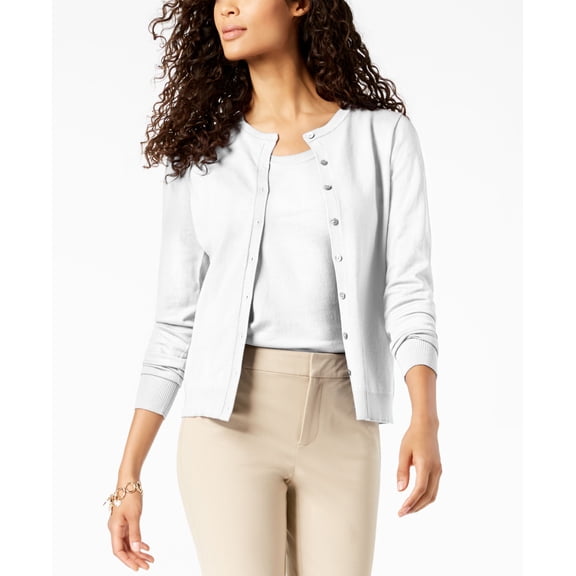 Charter Club Button Cardigan Cotton Ball 2XL