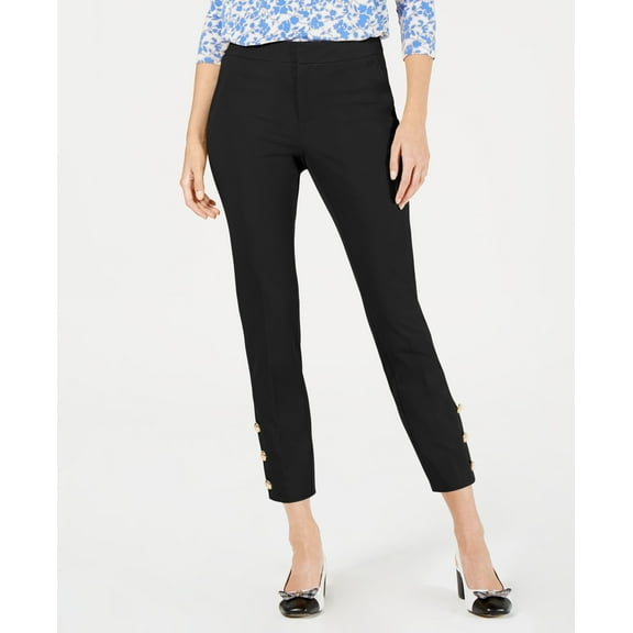 Charter Club Button Detail Ankle Pants Deep Black 12