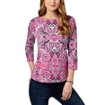 thumbnail image 1 of Charter Club Button-Shoulder Print Top Merrie Pink Combo Large Womens, 1 of 1
