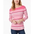 thumbnail image 1 of Charter Club Button Shoulder Print Top Merrie Pink Stripes XS, 1 of 1