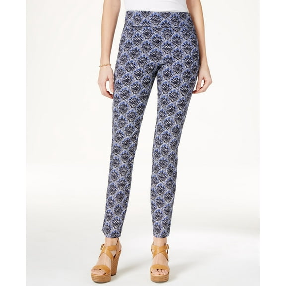 Charter Club Cambridge Medallion-Print Pull-On Pants (Medallion-Print Pull Intrepid Blue Combo, 8)