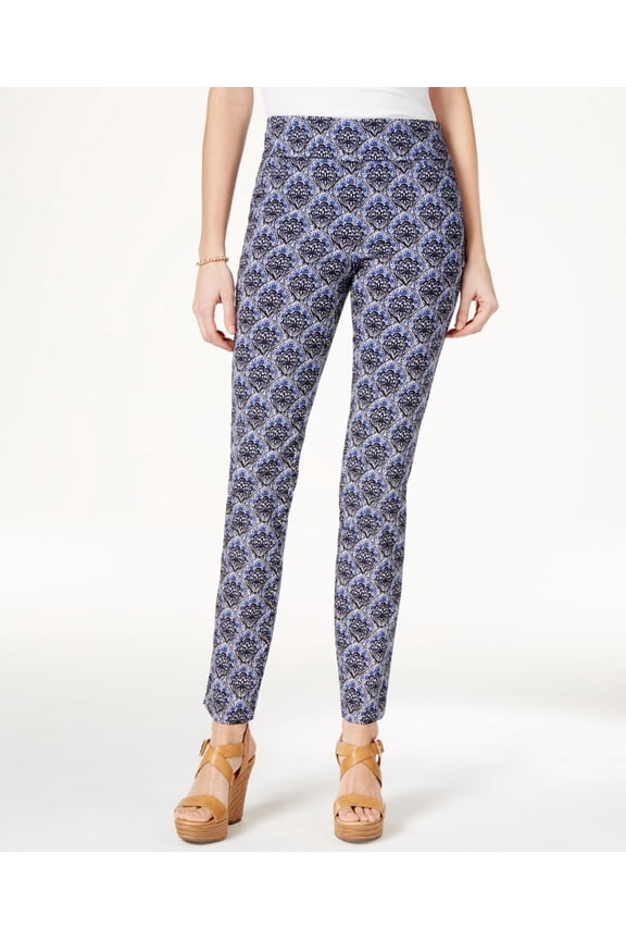 Cambridge Medallion-Print Pull-On Pants (Medallion-Print Pull Intrepid Blue Combo, 8)