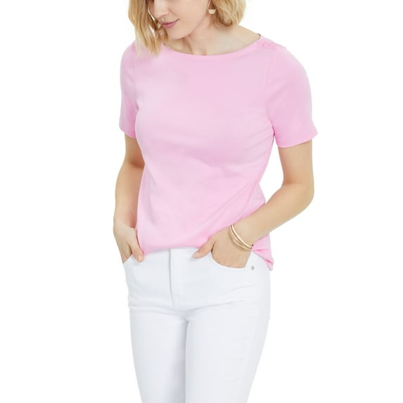 Charter Club Cotton Boat-Neck Top Bubble Bath M