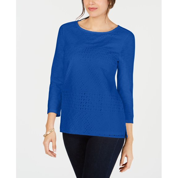 Charter Club Cotton Eyelet Lace Top Northern Lights S