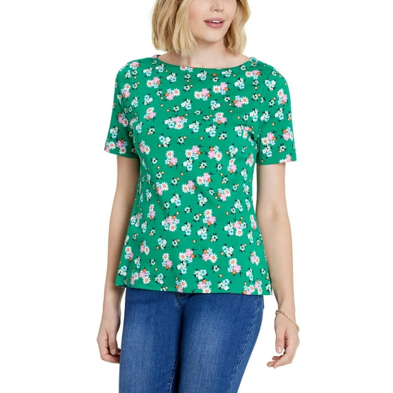 Charter Club Cotton Floral Print T-Shirt Bright Myrtle Combo XL