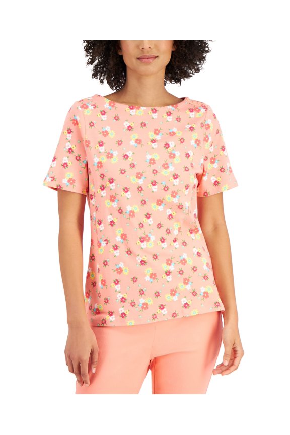 Cotton Floral Print T-Shirt Sandy Pink Combo 2XL