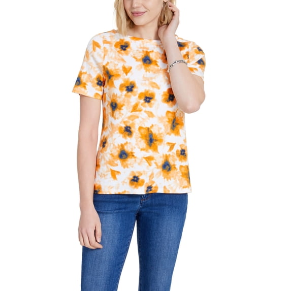 Charter Club Cotton Floral Print Top Dragon Fire Combo XL