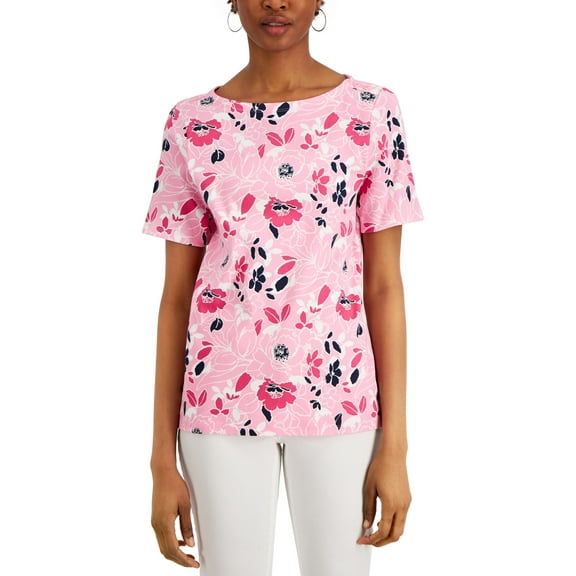 Charter Club Cotton Garden-Print Top Bubble Bath Combo XS