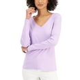 thumbnail image 1 of Charter Club Cotton Long Sleeve V Neck T-Shirt Freesia Dusk XL, 1 of 1