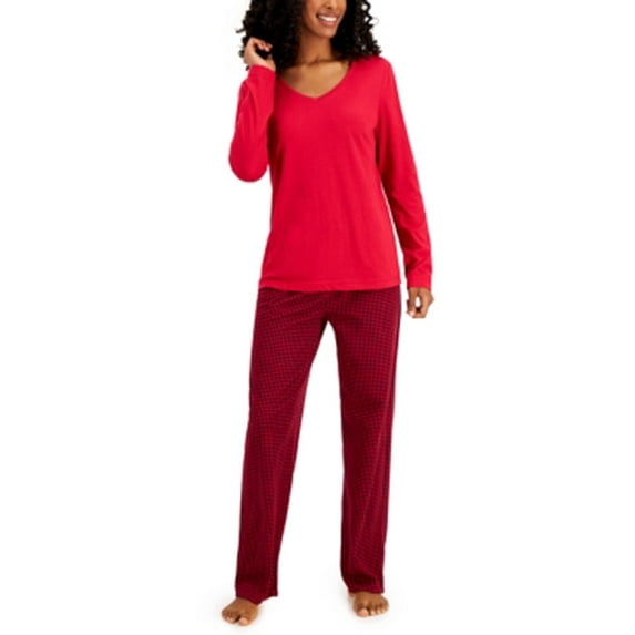 Charter Club Cotton Pajama Set Tiny Buff Check SIZE. L