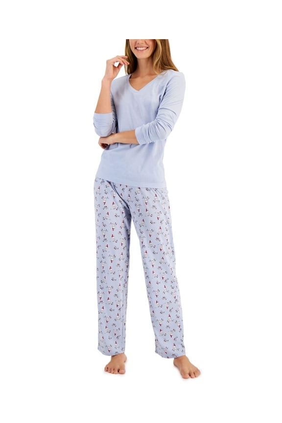 Cotton Pajama Set Zen Blue Owls S