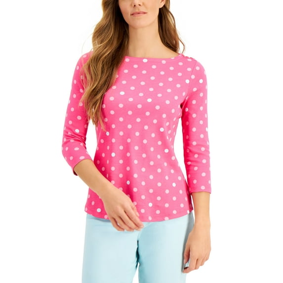 Charter Club Cotton Printed Top Lightning Combo M